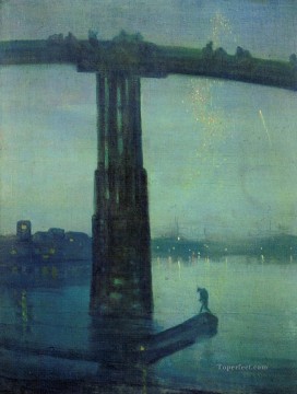  blue Oil Painting - James McNeill Nocturne in blue and green James Abbott McNeill Whistler